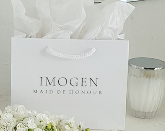 Large White or Black Personalized Gift Bags- Bridesmaid gift bags,wedding gift bag,family or friend gift bag
