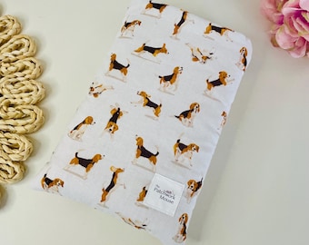Beagle Fabric Book Sleeve – Padded Book Pouch, Dog Lover Gift