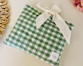 Gingham Book Sleeve: Padded Cotton Book Cover with Bow