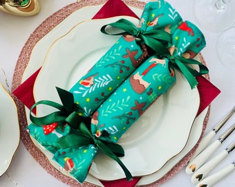 Reusable Christmas Crackers, woodland theme, eco friendly decorations