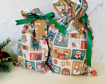 Christmas Fabric Gift Bag: Reusable Eco-Friendly Drawstring Wrap