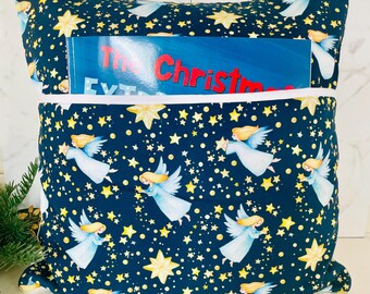 Christmas book cushion - Story pillow - Angel fabric