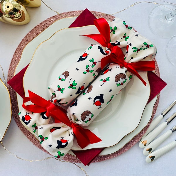 Galletas de tela Robin, tela de petirrojo navideño, galleta navideña ecológica