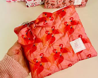 Flamingo Toiletry Bag, Pink Quilted Makeup Pouch,  Travel Makeup Case, Gift for Women