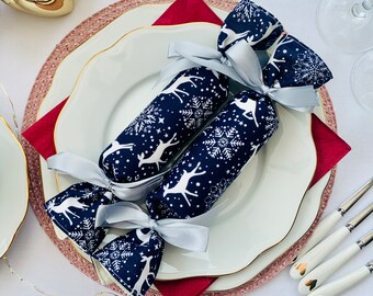 Reusable Christmas Cracker, Handmade Fabric Cracker, Reindeer Design