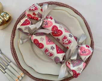 Heart fabric cracker, valentines gift bag, valentines decoration