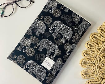 Handmade Elephant fabric Book Sleeve - Padded Book Cover