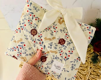 Handmade Festive Quilted Book Cover, Woodland Book Protector