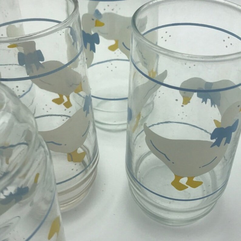 Set of 6 Vintage Retro Libby Goose Glasses Geese and Bows Etsy