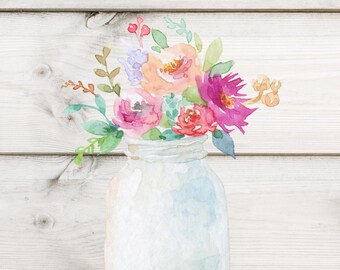 Mason Jar Floral Rustic Printable