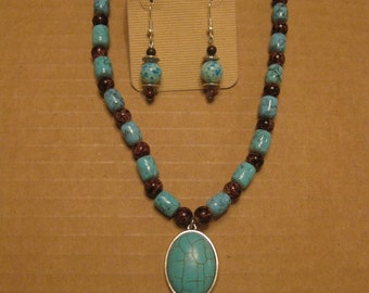 turquoise necklace and earring set