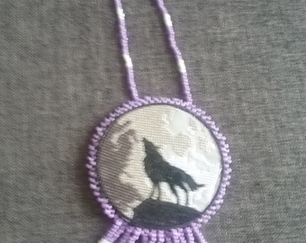 beaded wolf necklace