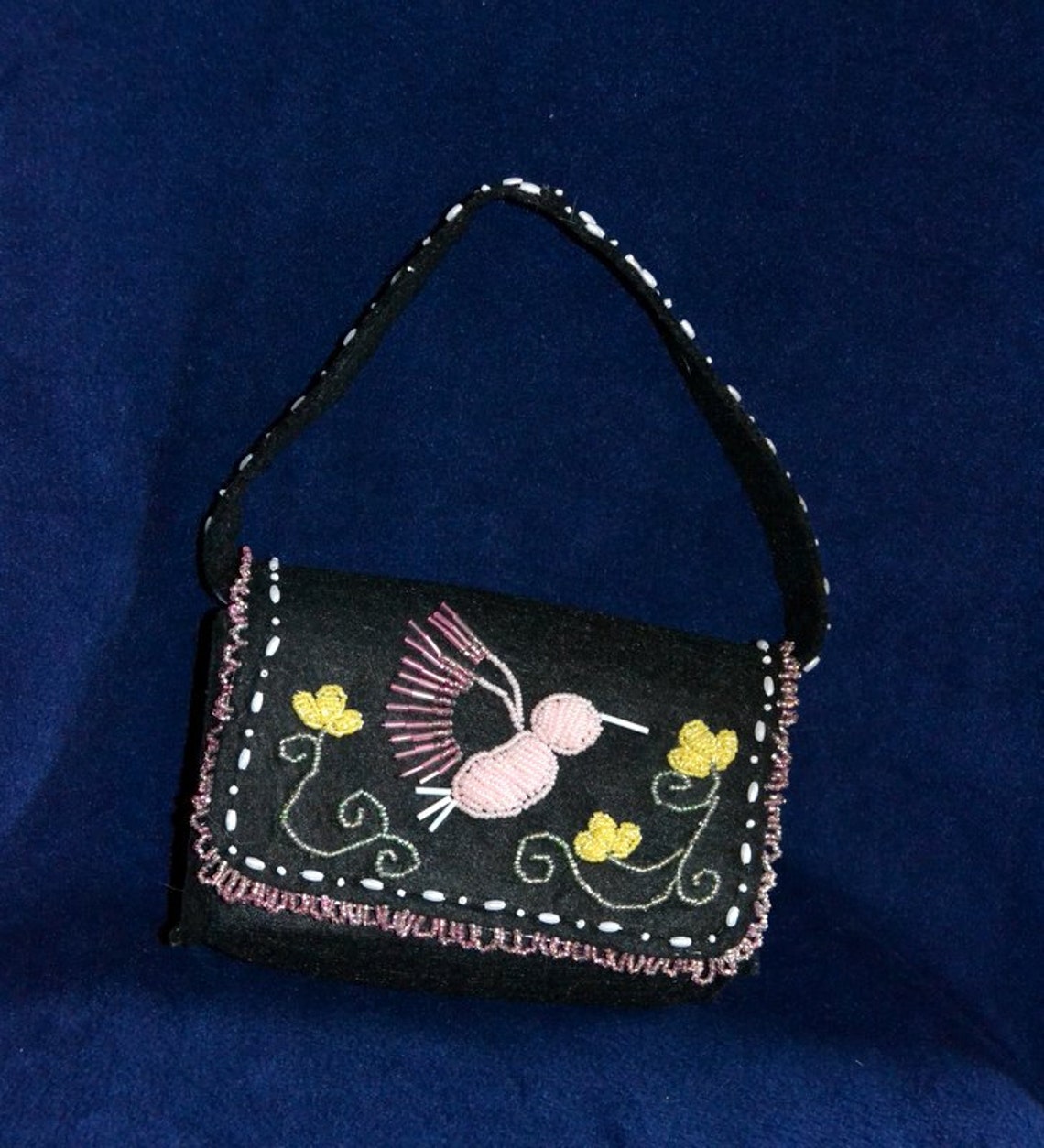 Satin Lined Eastern Woodlands Purse With Traditional Puff Beading Etsy