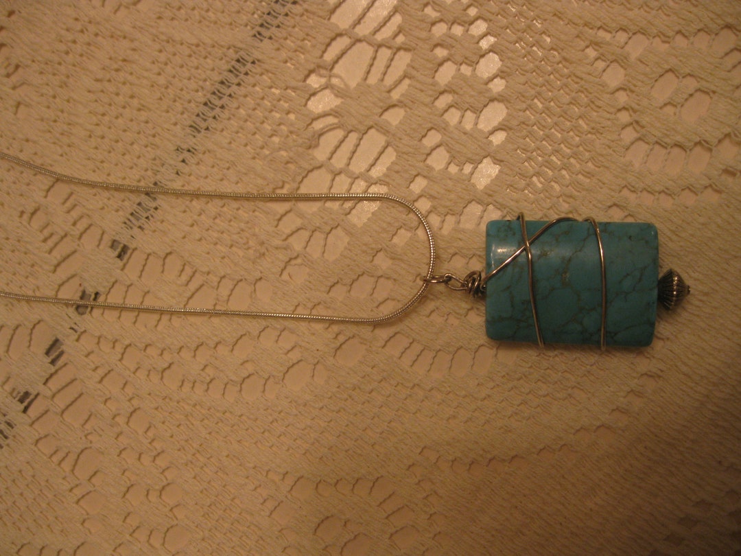 Wire Wrapped Turquoise Necklace Etsy