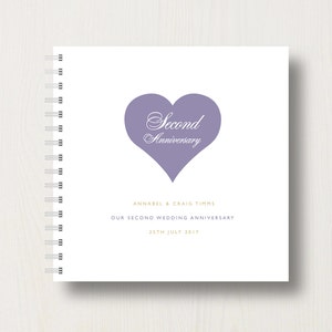 Livre ou album personnalisé de souvenirs en forme de cœur pour le 2e anniversaire