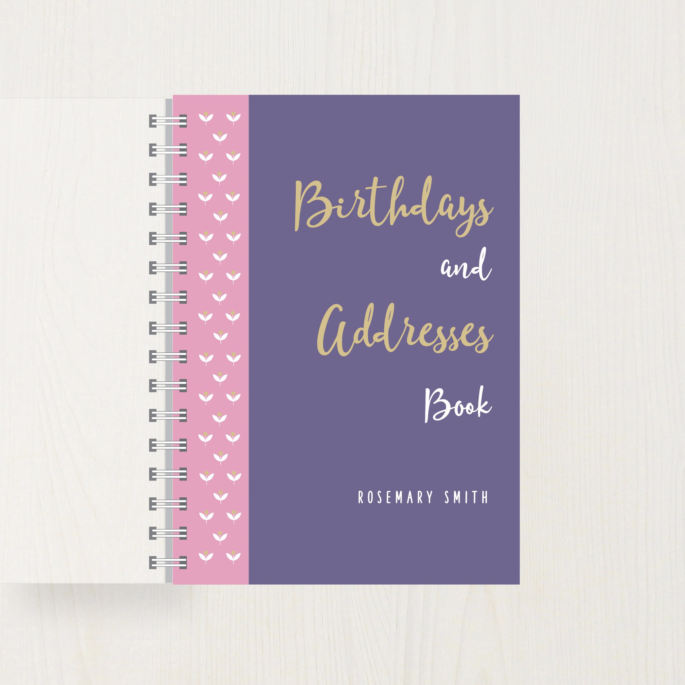 Personalised Birthday and Address Book With Flowers