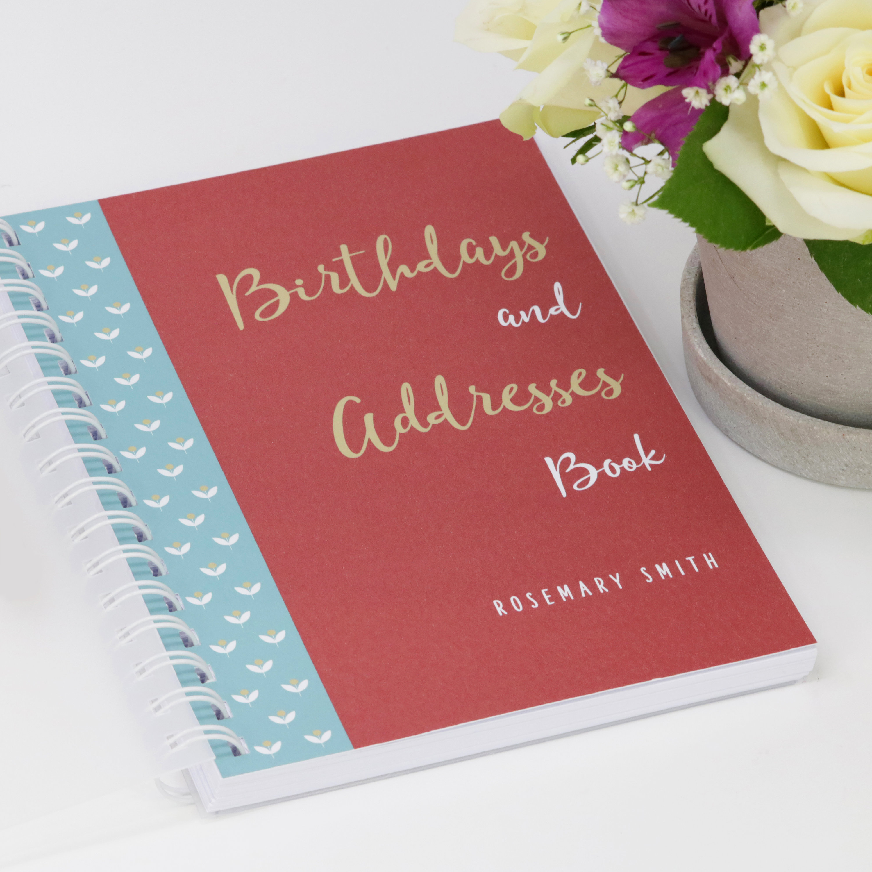 Personalised Birthday and Address Book With Flowers