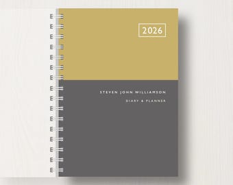Agenda de negócios personalizada para 2026 com visualização semanal.