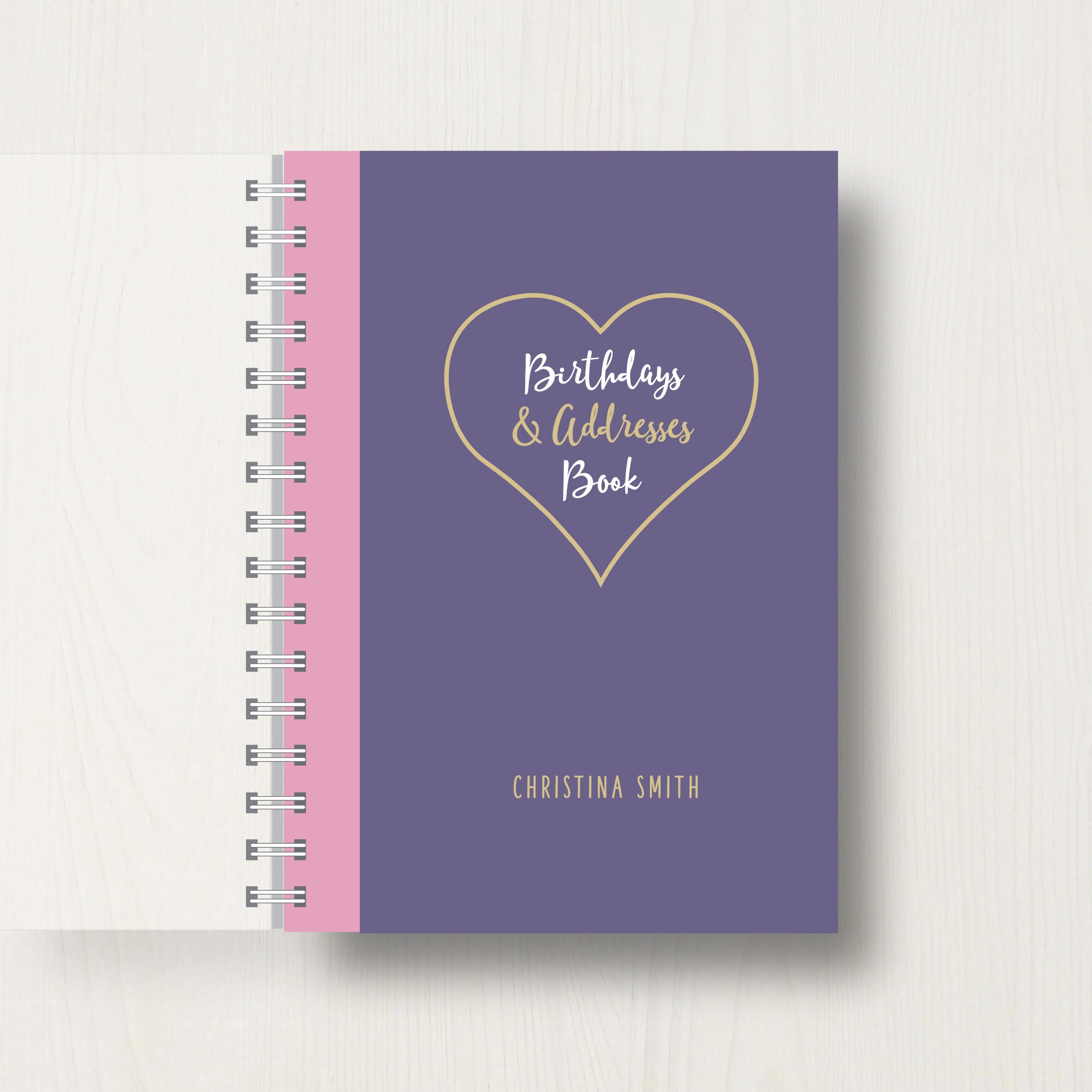 Personalised Birthday and Address Book with Heart