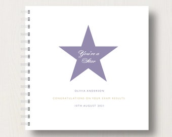 Álbum o libro de recuerdos personalizado "Eres una estrella" para recordar el éxito en los exámenes
