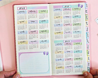 2024 YEARLY VIEW Hobonichi Weeks || Colorful Monthly Headers, Calendar Stickers, Year At A Glance, Hobonichi Weeks Kit,