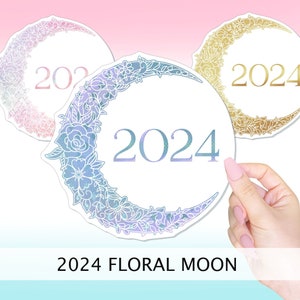 2024 FLORAL MOON || Vinyl Sticker, Decal, Laptop, Planner Sticker, Hobonichi, High Quality Laminated, 3 Inches