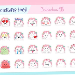 GÂTEAUX SUCRÉS EMOJI || Autocollants de planificateur, Kawaii, Ensemble d’autocollants, Expressions, Emoticons, Humeur, Émotion, Visages mignons, Emojis, Doodle, Fonctionnel