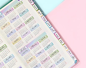 PLANNER TABS || Hobonichi Tabs, Tab Dividers, Monthly Tabs, Tab Stickers, Divider Tabs, Colorful, Monochrome, Hobonichi Weeks, Functional