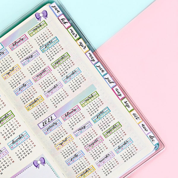PLANNER TABS || Hobonichi Tabs, Tab Dividers, Monthly Tabs, Tab Stickers, Divider Tabs, Colorful, Monochrome, Hobonichi Weeks, Functional