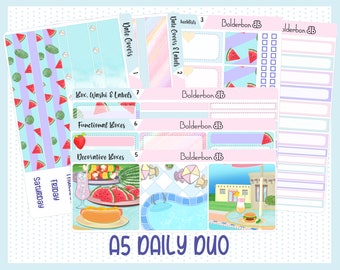 A5 DAILY DUO || "Poolside" Summer Weekly Planner Sticker Kit