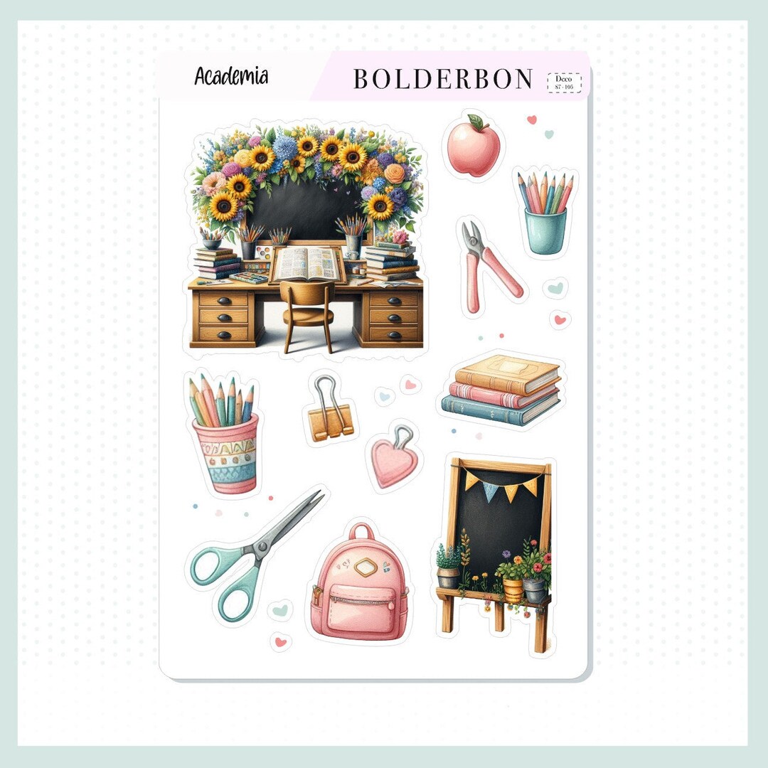 Academia School Stickers • Back to School Planner Stickers • Academic Journal Stickers ...