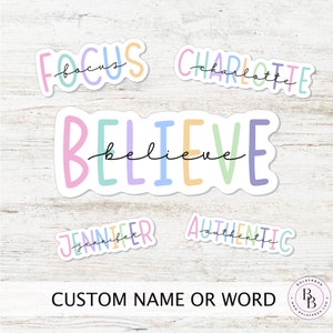 Pegatinas con nombre personalizadas // Palabra del año, Personalizar, Texto, Etiquetas, Inspiración, Motivación