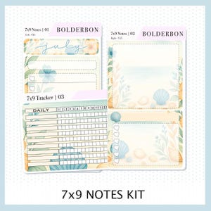 JULY 7x9 Notes Kit || Original layout, Shoreline, Planner Sticker Kit for Erin Condren Dashboard