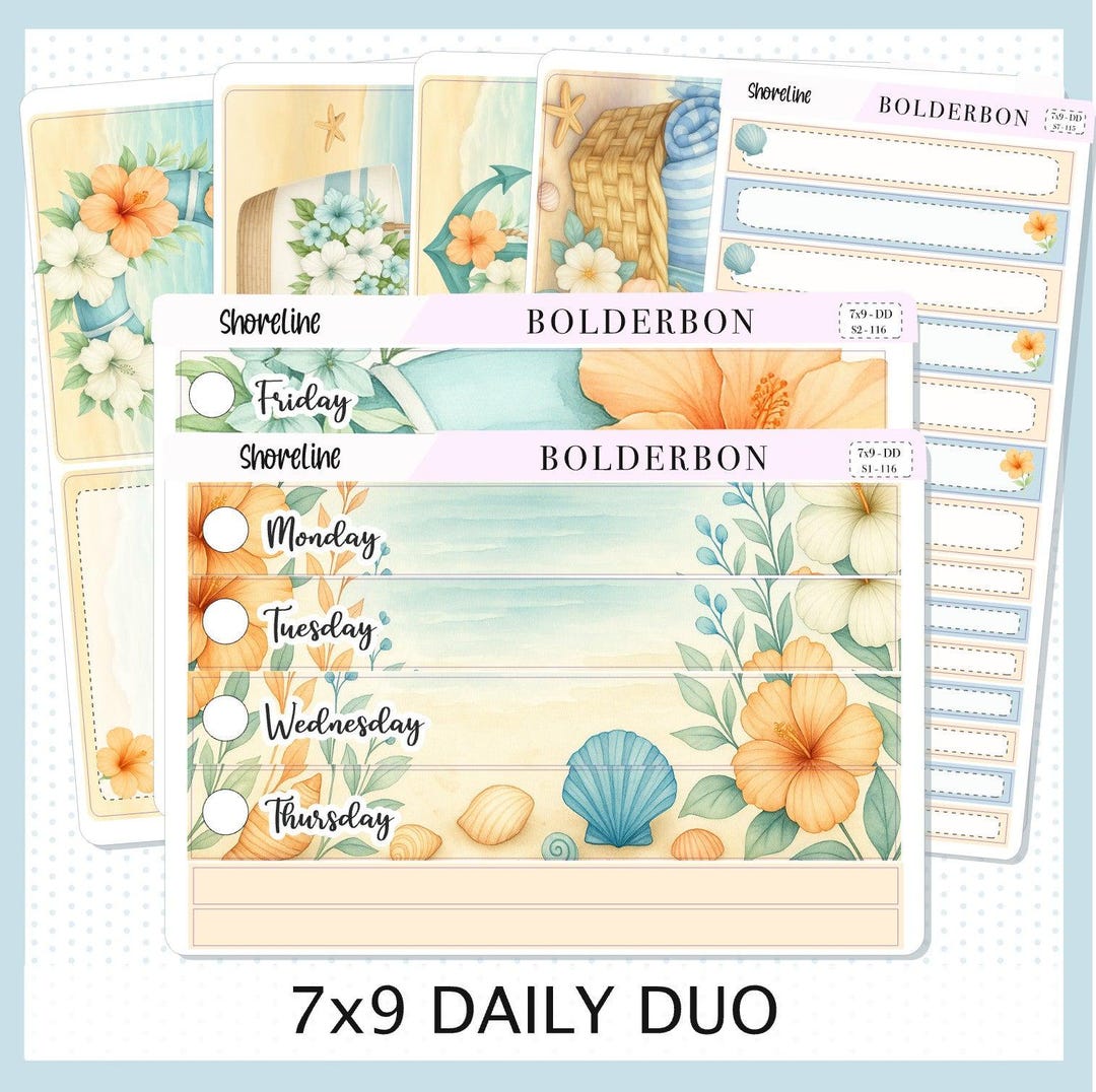 Shoreline • 7x9 Daily Duo • Planner Stickers • Erin Condren Sticker Kit ...