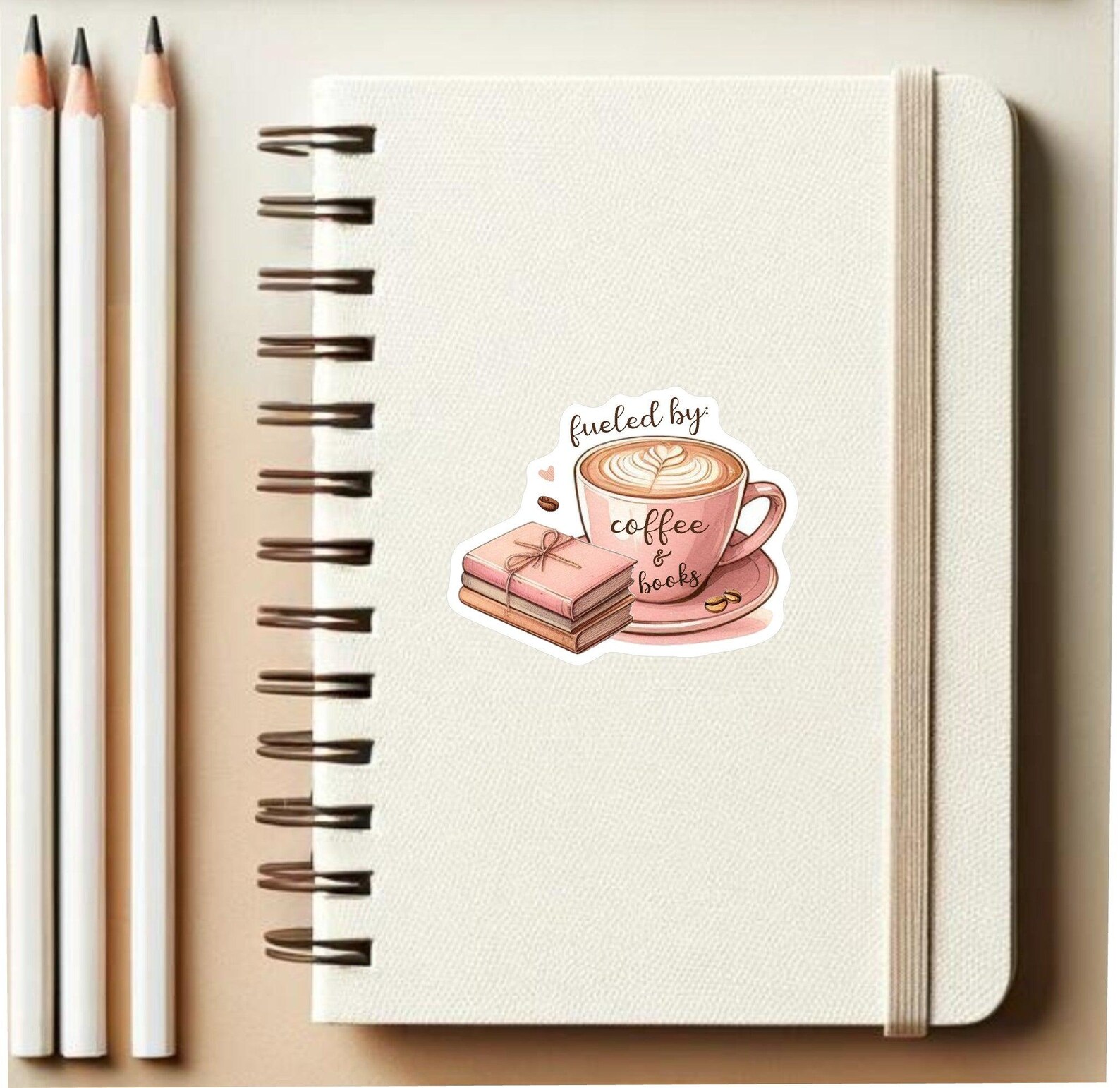 Fueled By Coffee And Books Sticker Laptop Sticker Kindle Sticker 