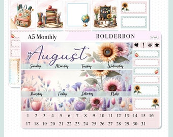 AUGUST A5 MONTHLY KIT || Planner Stickers for Erin Condren