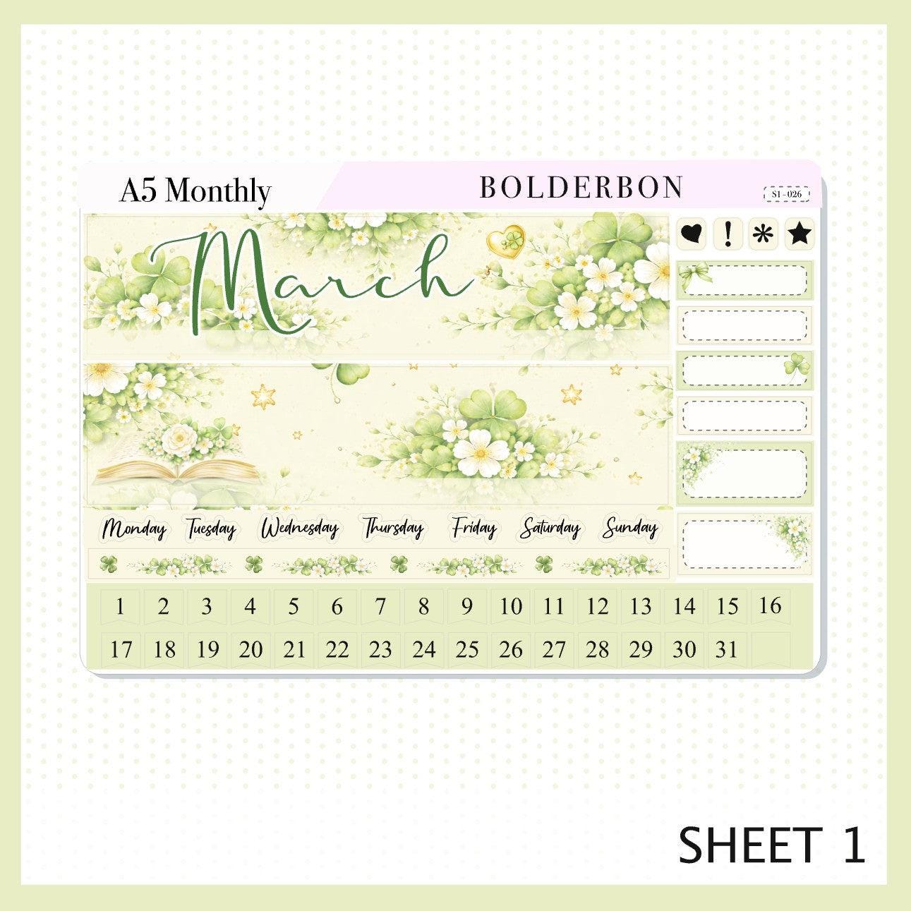 MARCH A5 MONTHLY KIT || Planner Stickers for Erin Condren - Etsy