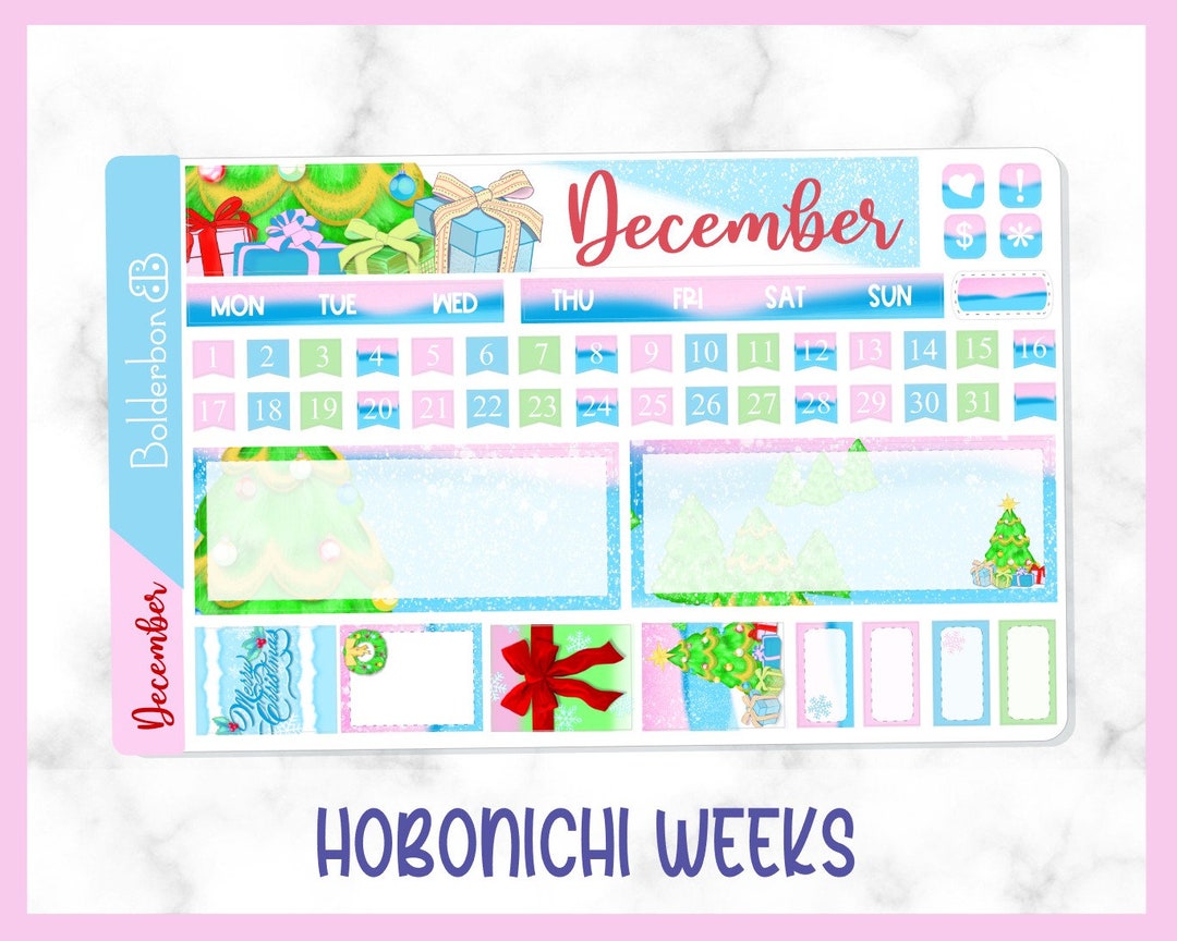DECEMBER Hobonichi Weeks Hand Drawn Christmas Sticker Kit Monthly ...