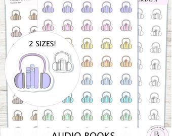 Audiobook Planner Stickers • Audible & Reading Tracker Stickers • Book Lover Planner Stickers • Functional Planner Stickers