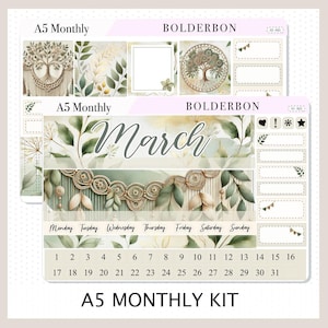 KIT MENSUEL MARS A5 || Agenda autocollants pour Erin Condren