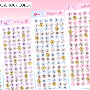 COLORFUL HEX NUMBERS | 100 Number Planner Stickers