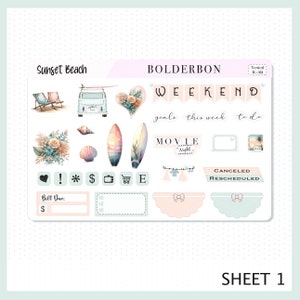 SUNSET BEACH || 7x9 Vertical Planner Sticker Kit - Etsy