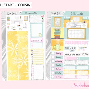FRESH START Hobonichi Cousin || Weekly Planner Sticker Kit Hand Drawn