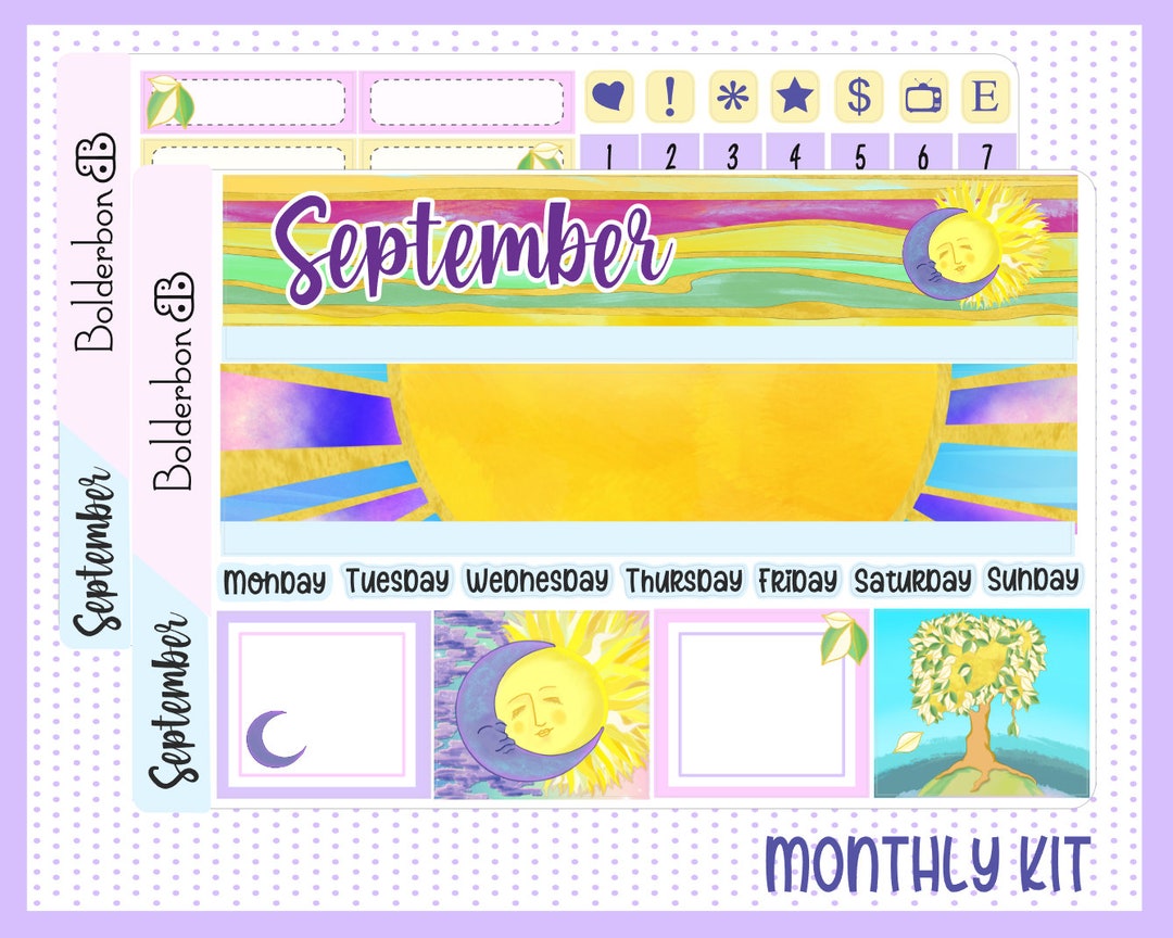 SEPTEMBER 7x9 Monthly Sticker Kit || Planner Stickers for Erin Condren ...