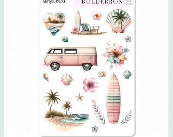 Decorative Journal Stickers || SUNSET BEACH