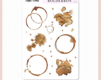 Coffee Stain Stickers • Coffee Ring Planner Stickers • Vintage Journal Stickers • Neutral Planner Accessories • Decorative Sticker Sheet