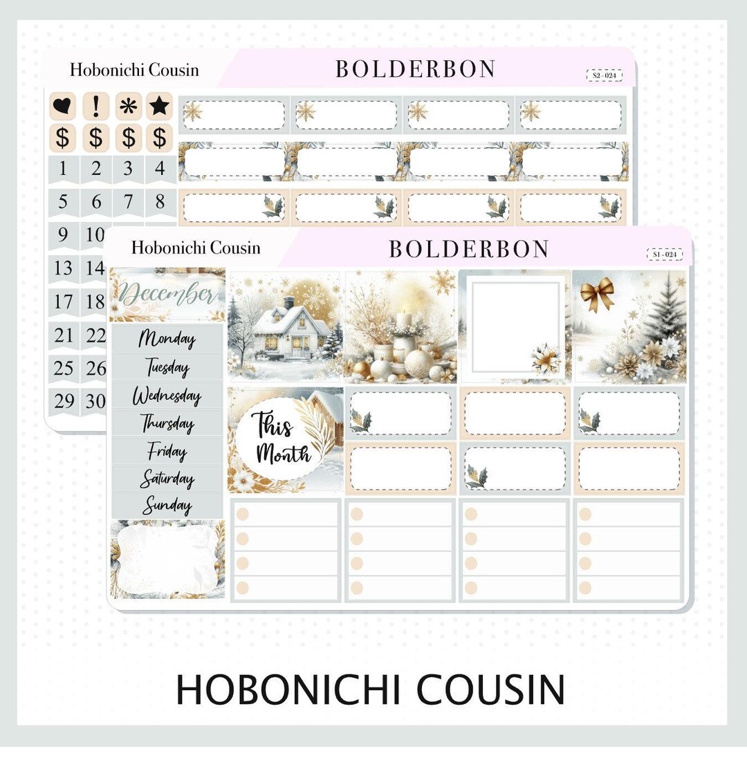 December • Hobonichi Cousin • Monthly Sticker Kit • Planner Stickers - Etsy