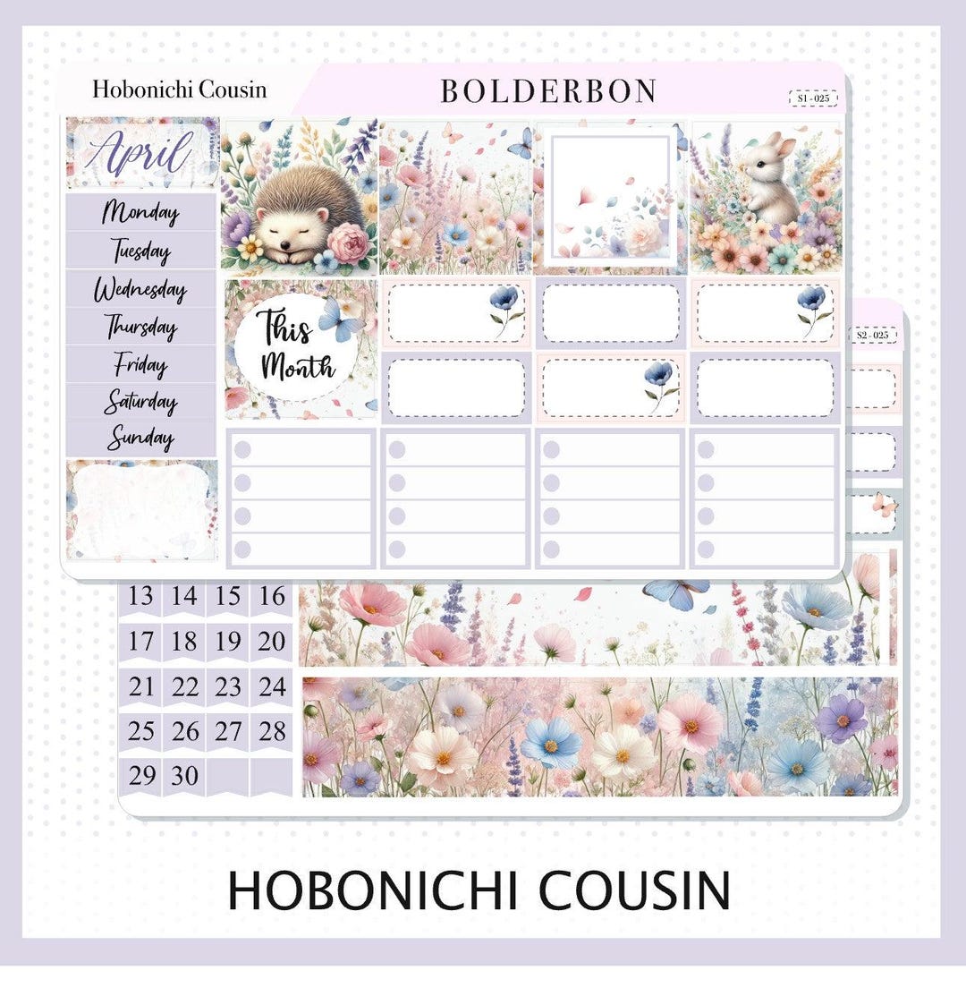 April • Hobonichi Cousin • Monthly Sticker Kit • Planner Stickers - Etsy
