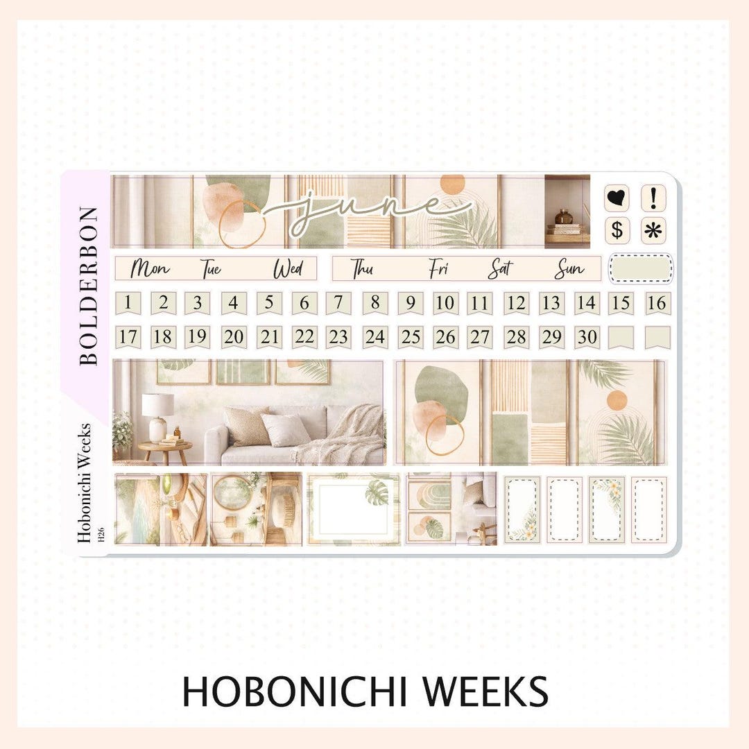 June • Hobonichi Weeks • Monthly Sticker Kit • Planner Stickers - Etsy