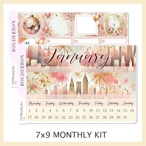 JANEIRO Kit de adesivos mensais 7x9 || Golden Hour, Ano Novo, Celebração